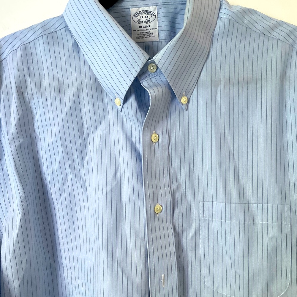 Brooks Brothers Blue Classic Supima Cotton Regent Fit Dress‎ Shirt Size 17-33